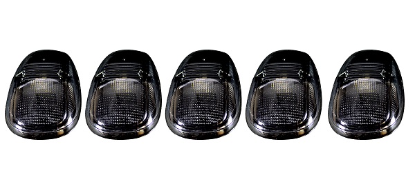 Recon 5-Pc Smoked Cab Roof Lights Amber LEDs 99-02 Dodge Ram
